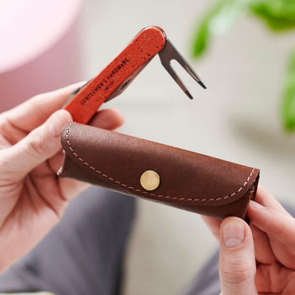 Personalised Leather Holder and Golf Tool