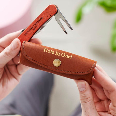 Personalised Leather Holder and Golf Tool