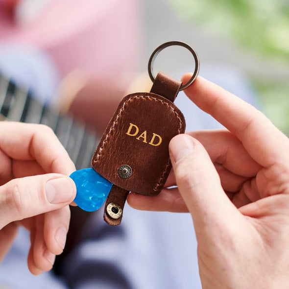 Guitar Plectrum Leather Keyring