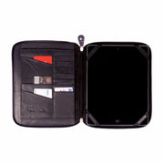 Black Leather iPad Organiser Case Open