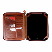 Tan Leather Ipad Organiser Case Open