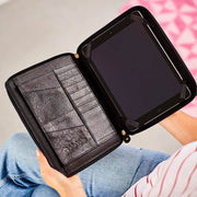 Black leather iPad cover folder organiser
