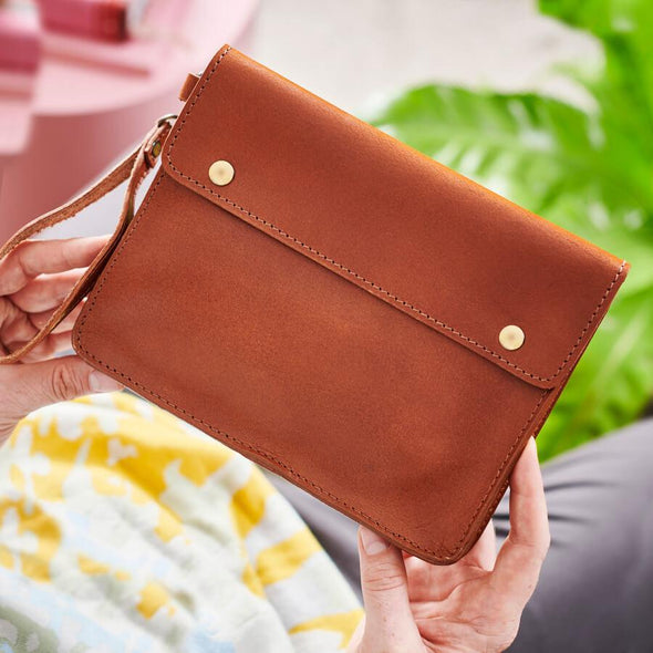 Personalised Leather Family Travel Wallet with Child's Masterpiece