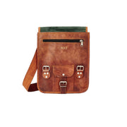Midi Long Leather Satchel embossing position under front flap