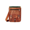 Mens Long Midi Leather Satchel embossing position under front flap