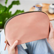 Luna leather wash bag in blush pink