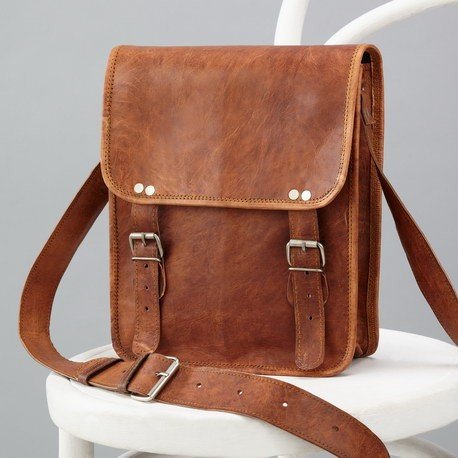 Mens Long Midi Leather Satchel