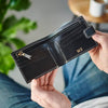 Leather Wallet with Internal Zip Section - Black
