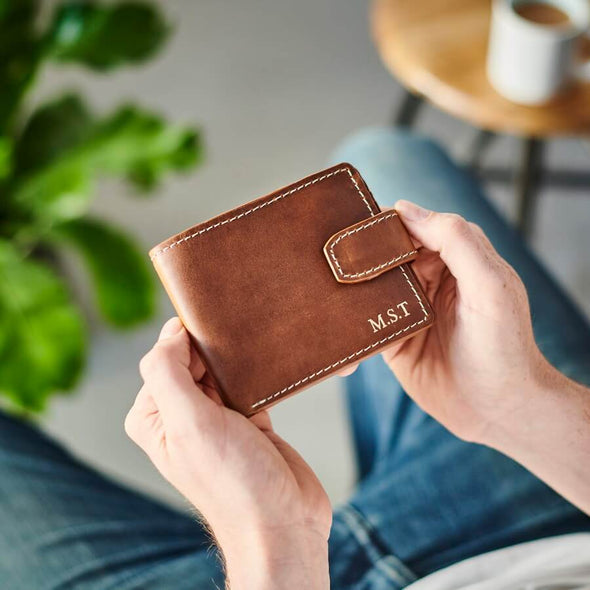 Leather Wallet with Internal Zip Section - Folded