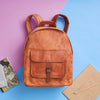 Round ended leather rucksack for women