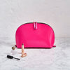 Bright pink leather make up bag
