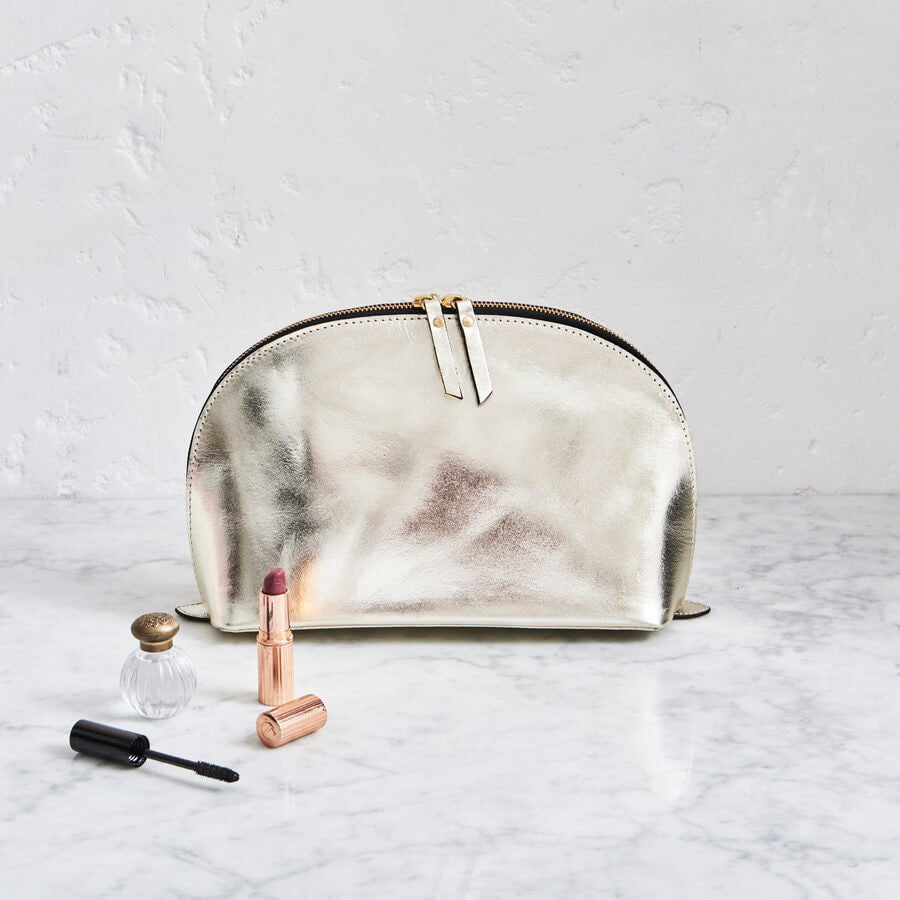 Metalic gold make up bag