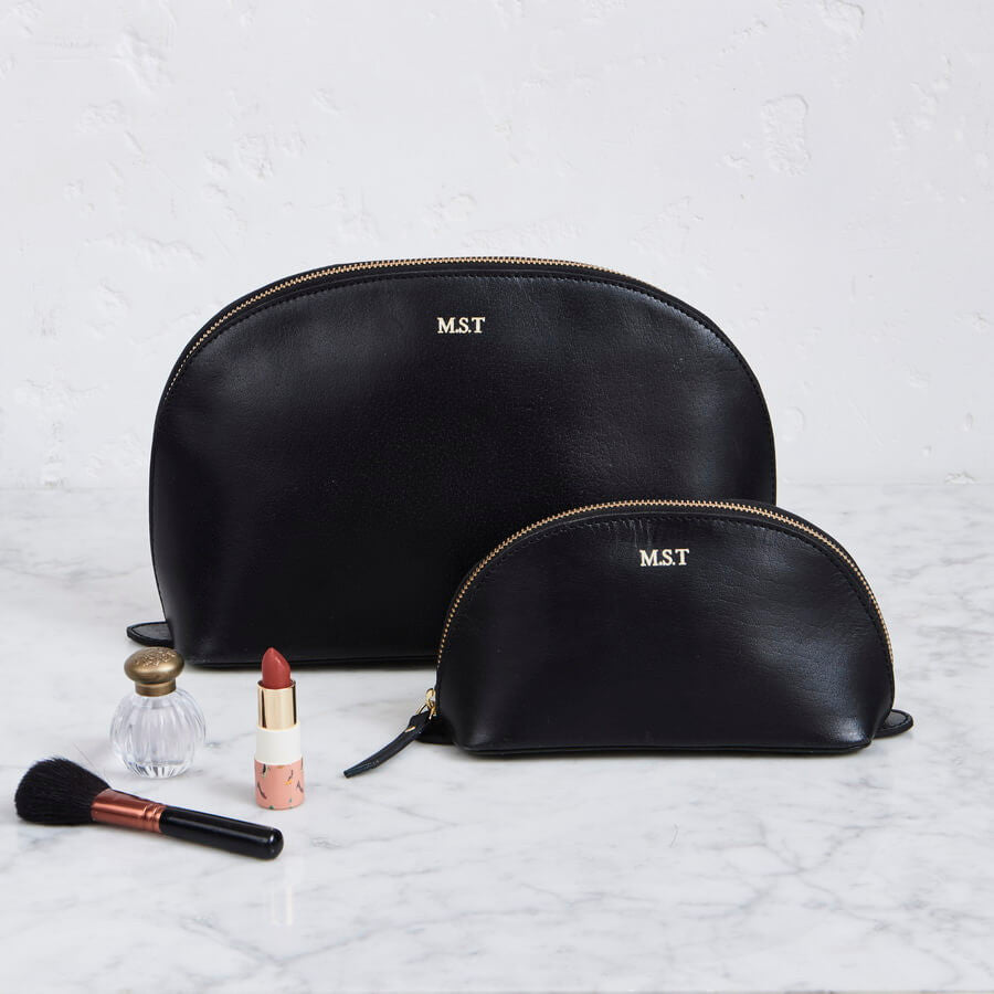 Black mke up bag set with personalisation