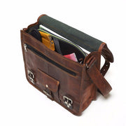 What fits inside Midi Leather Satchel with Front Pocket