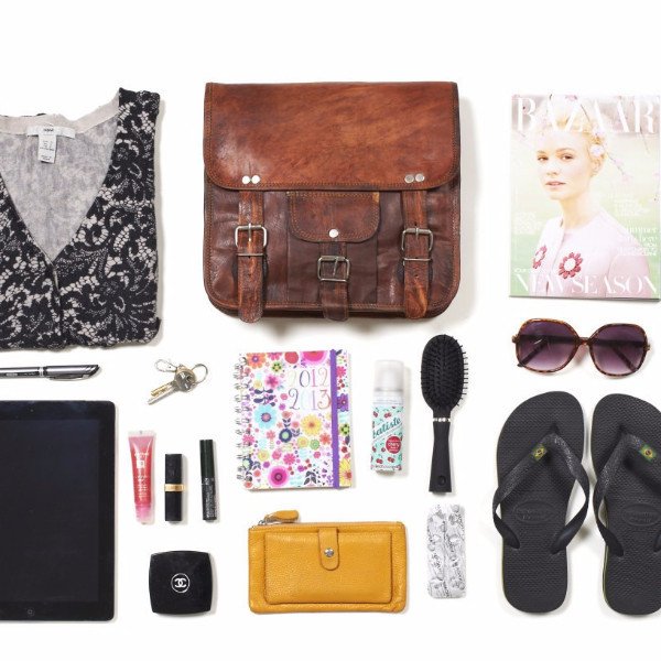 What fits inside Midi Leather Satchel with Front Pocket