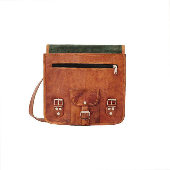 Men's Small Leather Satchel with Front Pocket