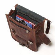 What fits inside Long Midi Leather Satchel with Front Pocket 