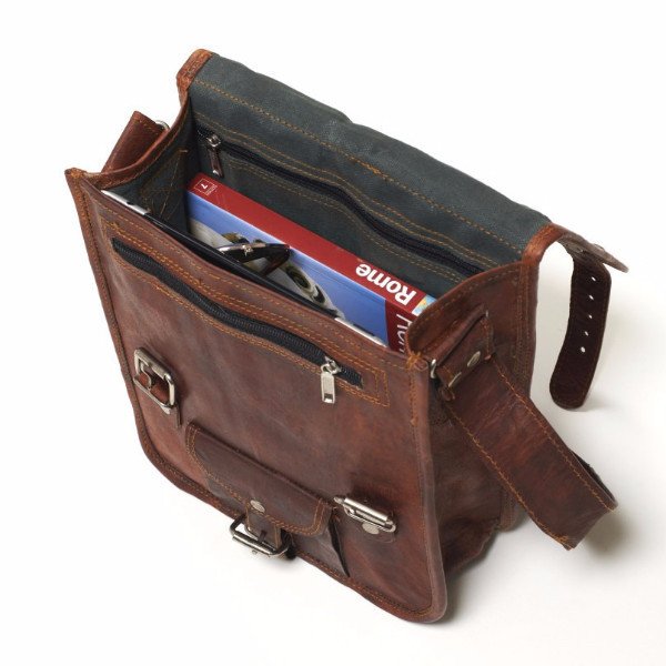 What fits inside Long Midi Leather Satchel with Front Pocket 