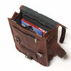 What fits inside Mens Long Midi Leather Satchel with Front Pocket