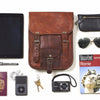 What fits inside Long Midi Leather Satchel with Front Pocke