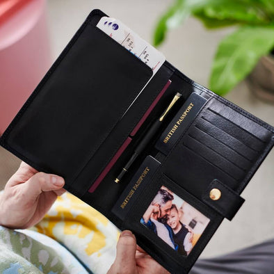 Personalised Leather Travel Wallet Fits Eight Passports