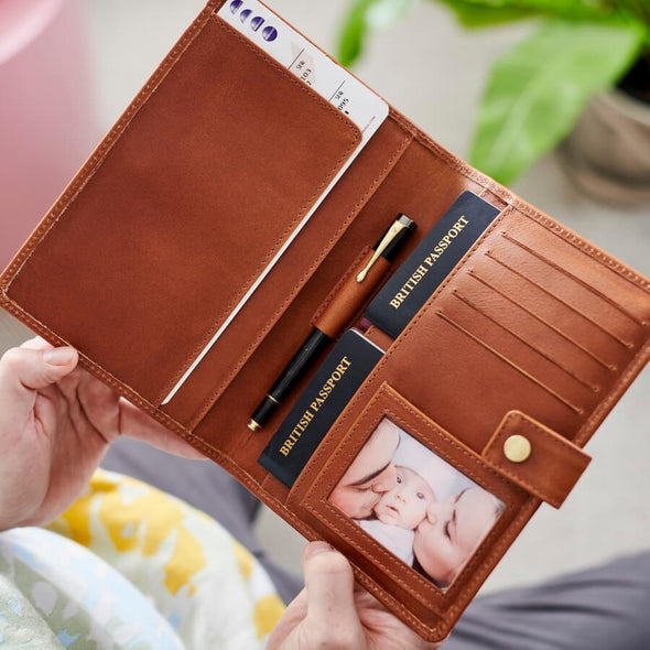 Personalised Leather Travel Wallet Fits Six Passports