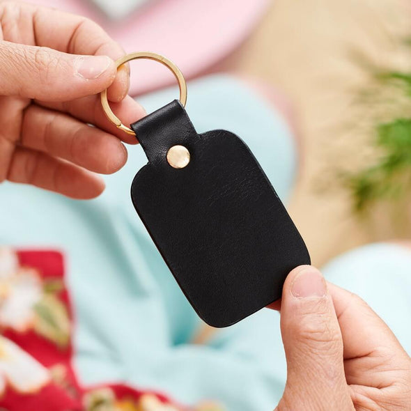 Luxury Leather Key Ring with Child's Drawing