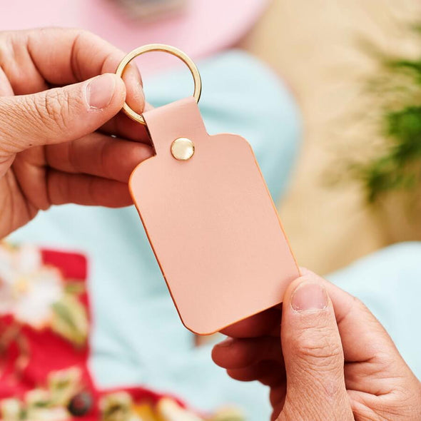 Luxury Leather Key Ring with Child's Drawing