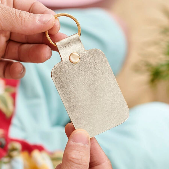 Luxury Leather Key Ring with Child's Drawing