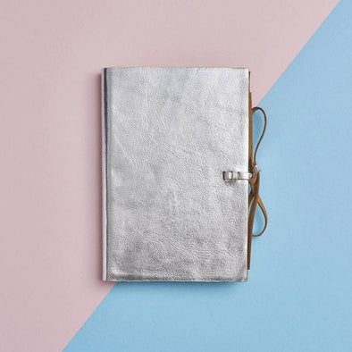 Black leather notebook with personalisation