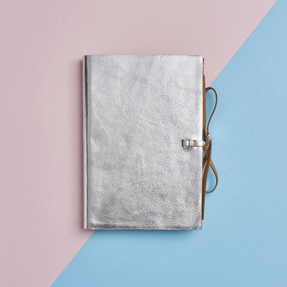 Silver leather notebooks for ladies