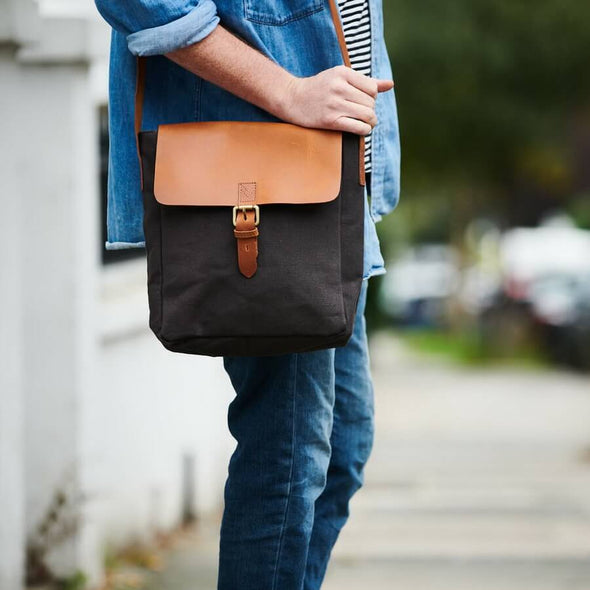 Leather and Canvas Messenger Bag