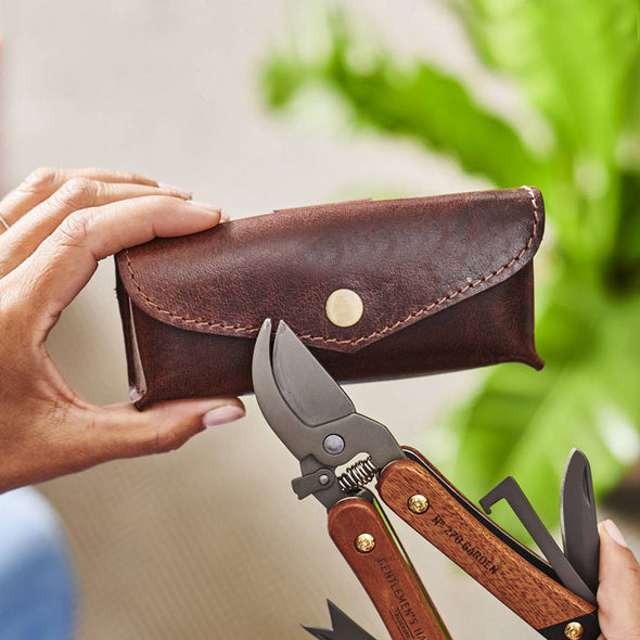 Personalised Leather Holder and Gardening Tool For Dads