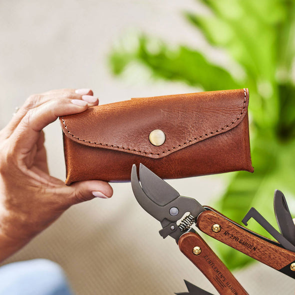 Personalised Leather Holder and Gardening Tool For Mums