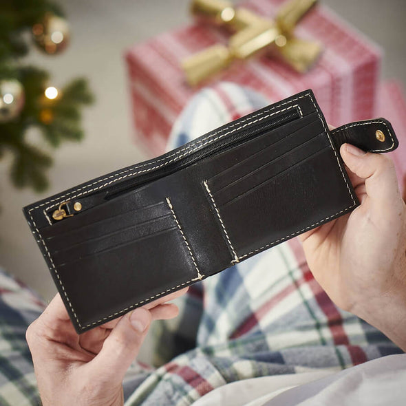 Leather Wallet with Internal Zip Section