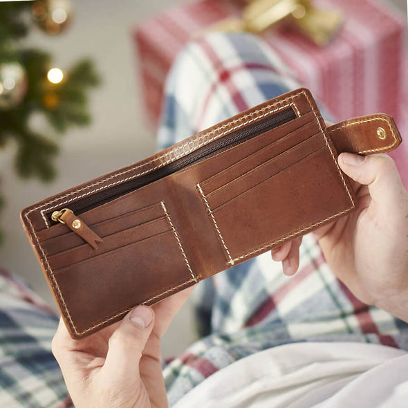 Leather Wallet with Internal Zip Section