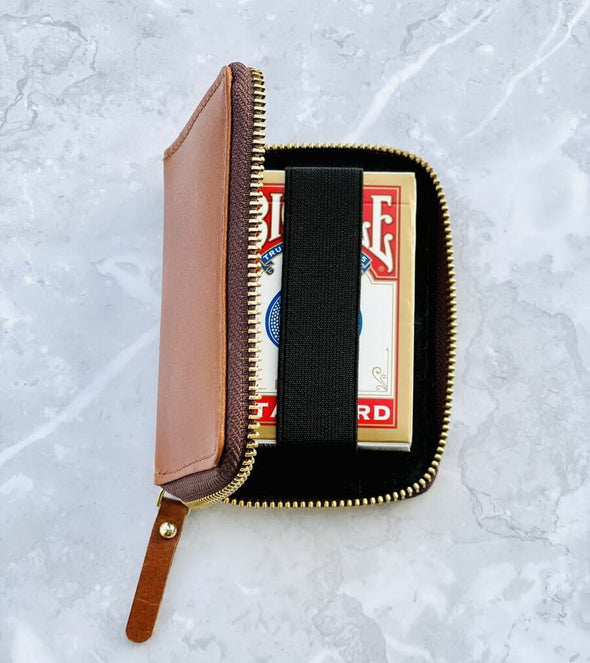 Leather Single Playing Card Holder With Cards