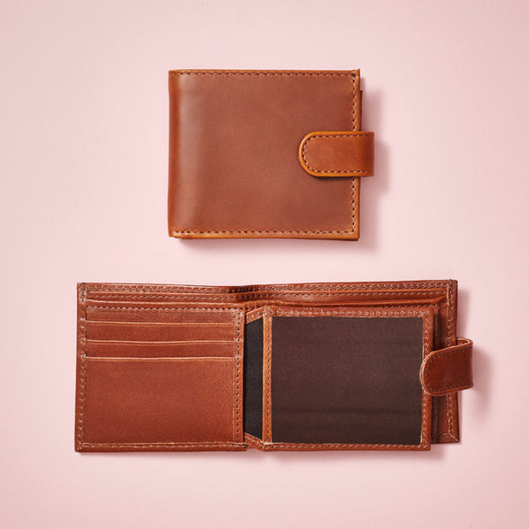 Personalised Leather Tri Fold Wallet with RFID