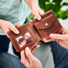 Personalised Leather Wallet With Metal Photo Card - Tan