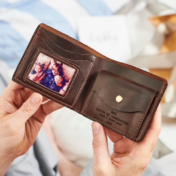 Groom Personalised Leather Wallet With Metal Photo