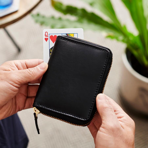 Leather Single Playing Card Holder With Cards