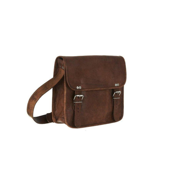 Mens Midi Leather Satchel Tan Brown