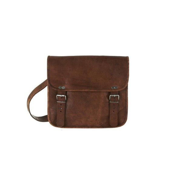 Mens Midi Leather Satchel Tan Brown