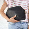 Ladies black leather clutch handbag