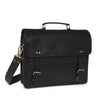 Black leather bag with strap and handle