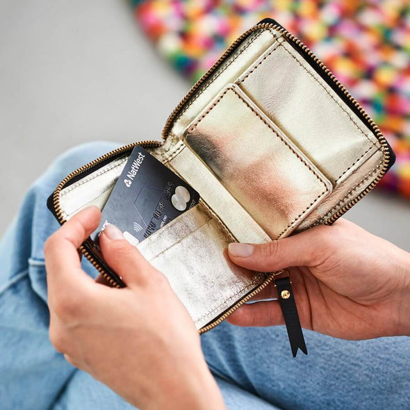 Gold square leather purse