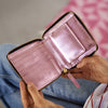 Metalic pink leather ladies purse 