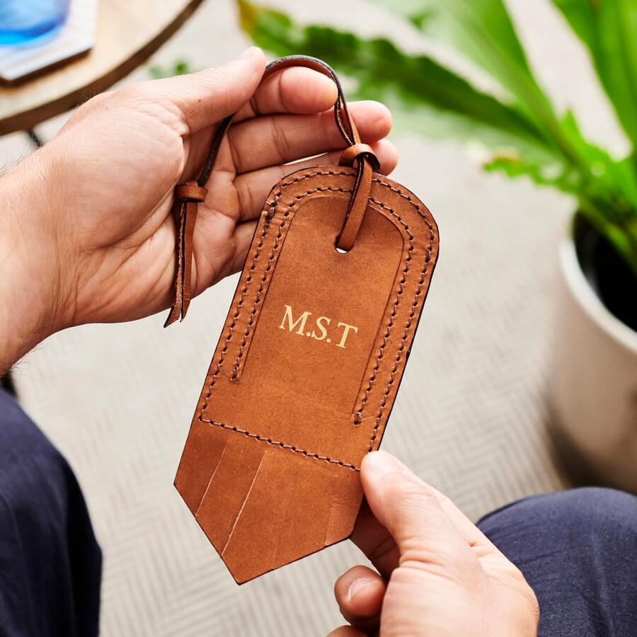 Leather luggage tag monogram online
