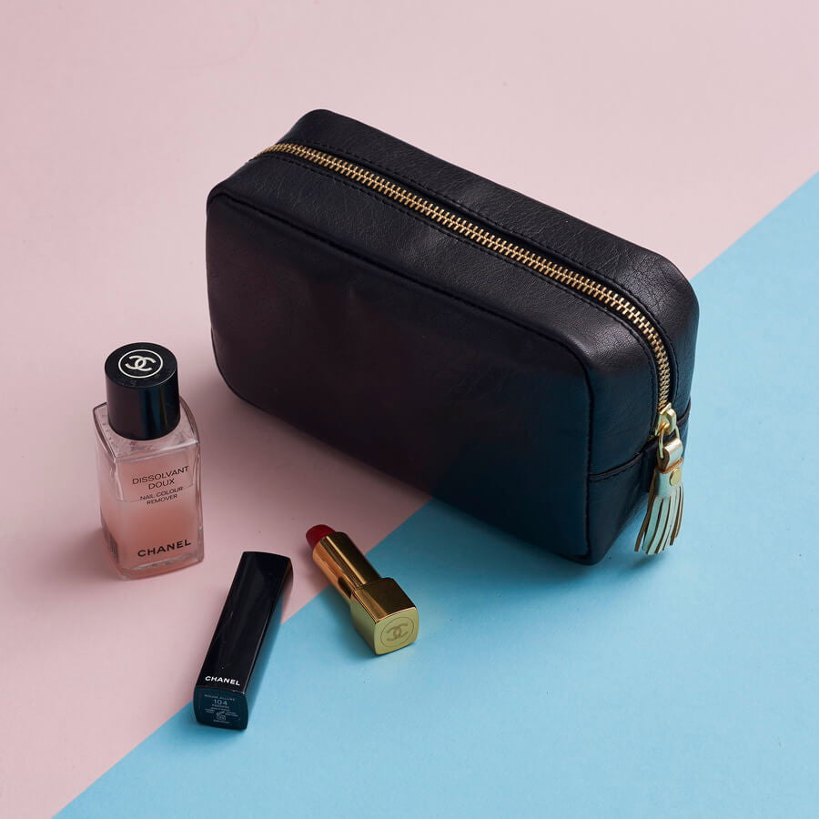 Leather Tassle Make-Up Bag