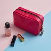 Silver and pink leather makeup bag